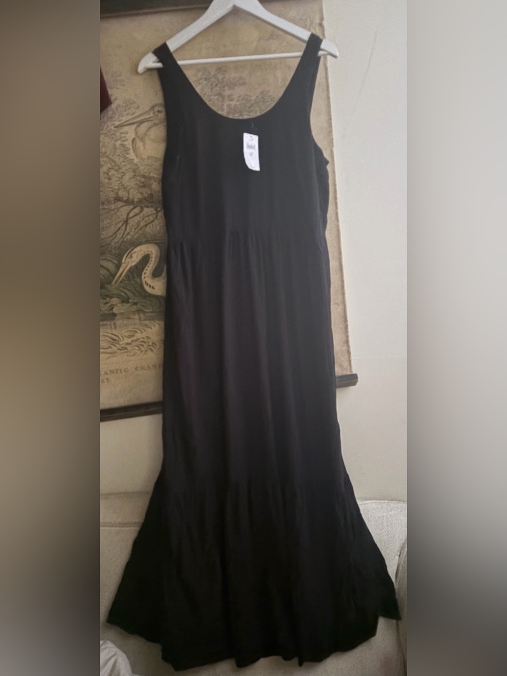 * New J. Jill Black Gray Stripe Maxi Dress Sundress SZ Medium Tall $129 *